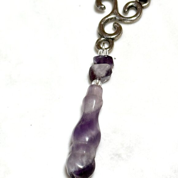 2/$20, Natural Purple Amethyst Lariat Cord Necklace, Genuine Gemstone Necklace - Picture 3 of 10